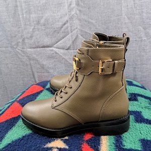 ! MICHAEL KORS Reed Lace Up Logo Olive Green Bootie Size 7.5M